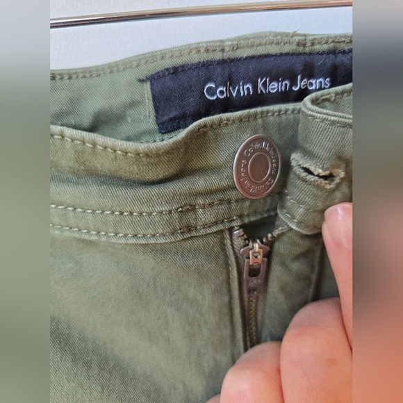 CALVIN KLEIN JEANS Olive Green Khaki Ankle Slim Jeans Denim Size 10 M - Picture 3 of 6
